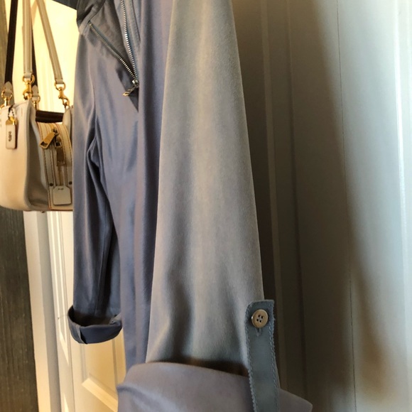Soft blue leather jacket. Blueish gray - Picture 3 of 6